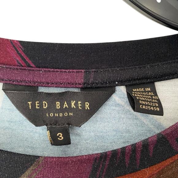 Ted Baker Lauryy Abstract Print Long Sleeve Dress size 3 Large - Picture 5 of 12